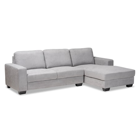 Baxton Studio Nevin Light Grey Upholstered Sectional Sofa with Right Facing Chaise 158-9743